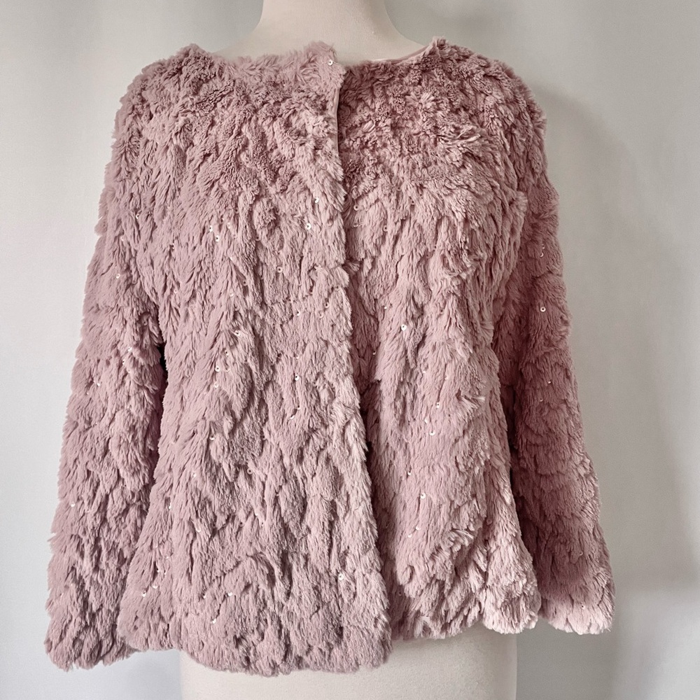 Blush Faux Fur & Sequin Jacket - Picture 6 of 6